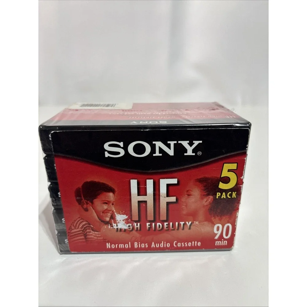 Blank Cassette Tape Lot 5 Sony HF Normal Bias 90 Minute High Fidelity New Sealed